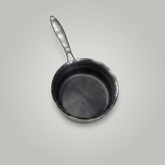 Laser-Etched Honeycomb Stainless Steel Milk Pan | Saucepan with Glass Lid