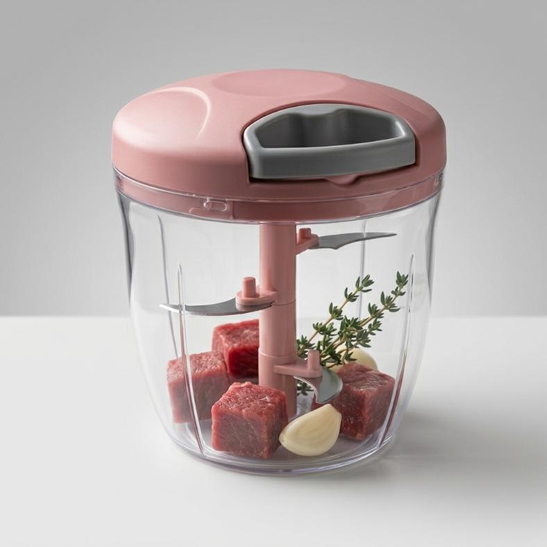 Speedy Chopper • 900 ML Chopper 5 blades or 500ML chopper 3 Blades for efficient chopping.

• Speedy chopper for quick and easy food preparation.

• Manual chopper with large size for convenient use.

• Capacity of 900ML for handling large quantities.

• Made of durable material for long-lasting performance