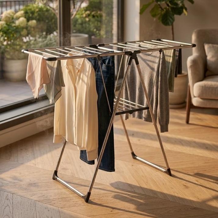 Foldable Stainless Steel Clothes Drying Rack | Heavy-Duty Laundry Stand