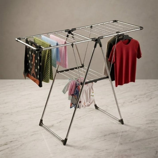 Foldable Stainless Steel Clothes Drying Rack | Heavy-Duty Laundry Stand