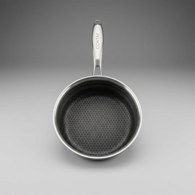 Laser-Etched Honeycomb Stainless Steel Milk Pan | Saucepan with Glass Lid