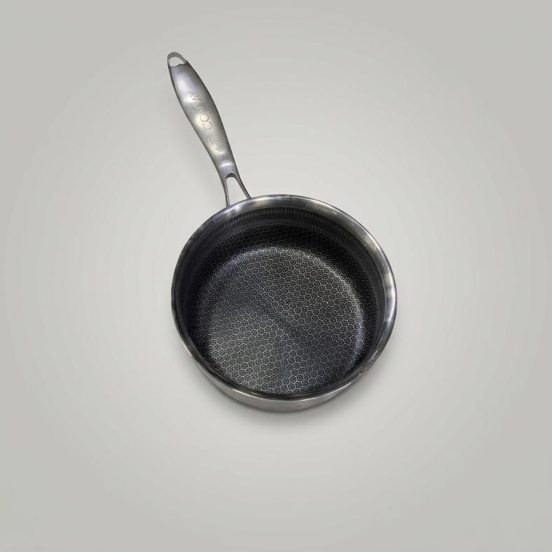 Laser-Etched Honeycomb Stainless Steel Milk Pan | Saucepan with Glass Lid
