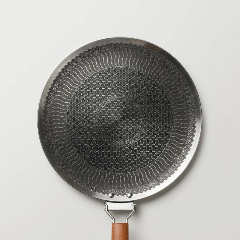 Laser-Etched Honeycomb Stainless Steel Roti Tawa | Non-Stick Griddle with Wooden Handle