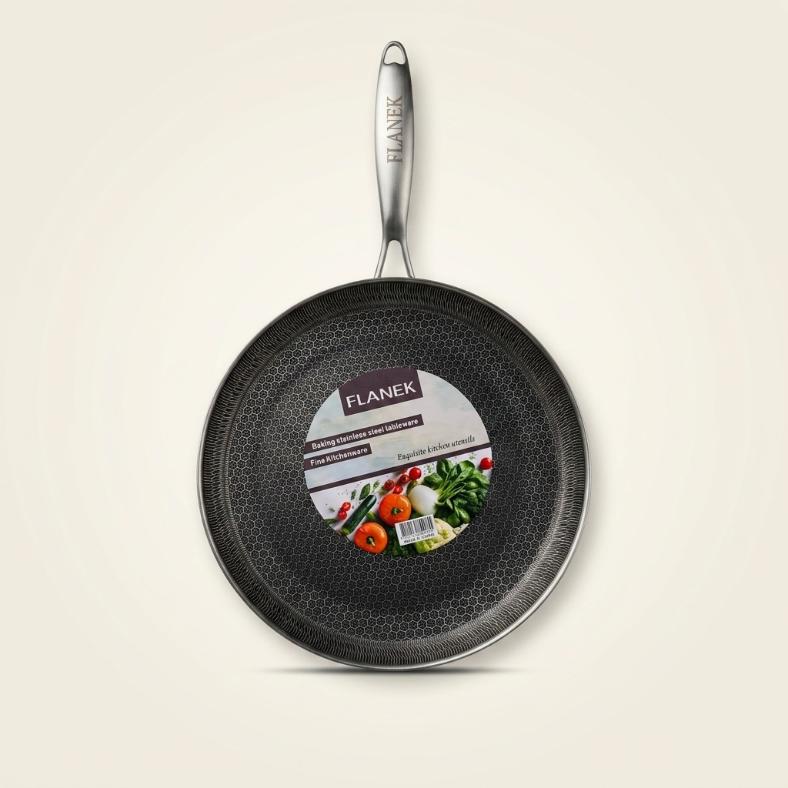 Laser-Etched Honeycomb Stainless Steel Roti Tawa | Non-Stick Griddle with Wooden Handle