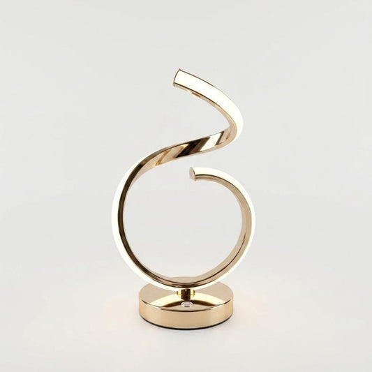 Modern Gold Spiral LED Table Lamp | Touch Sensor Curved Desk Light