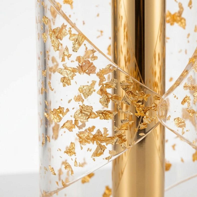 Luxury Geometric Gold Foil Acrylic LED Table Lamp | Curved Night Light
