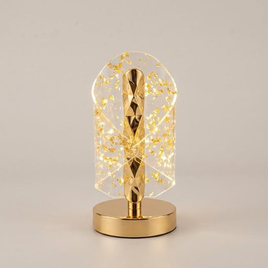 Luxury Geometric Gold Foil Acrylic LED Table Lamp | Curved Night Light