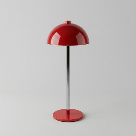Modern Glossy Red Mushroom LED Table Lamp | Dome Desk Light