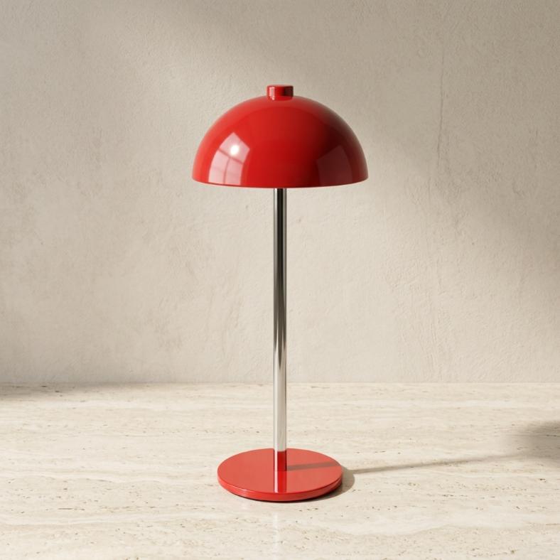 Modern Glossy Red Mushroom LED Table Lamp | Dome Desk Light