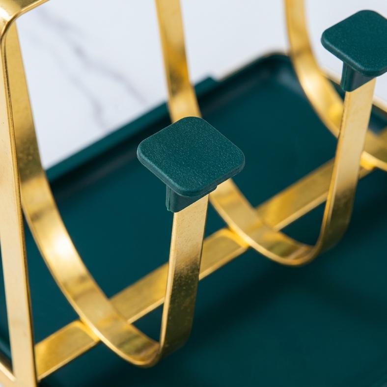 Nordic Emerald Green & Gold 6-Cup Drying Rack | With Drip Tray