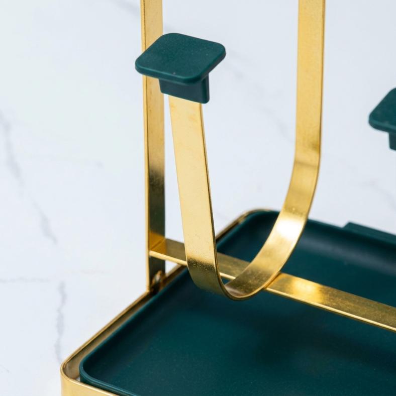 Nordic Emerald Green & Gold 6-Cup Drying Rack | With Drip Tray